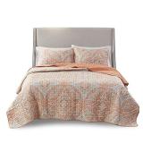 Comfort Spaces Reversible Quilt Set - Double Sided Vermicelli Stitching Design, (Needs Washed)