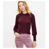 LOFT Womens Sparkle Pinstripe Sweater (Size L)