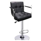 Adjustable Bar Stool with Armrest, Square Back Swivel Double Stitching with Back Bar Stool