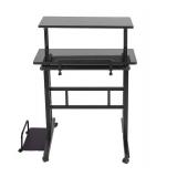 Mind Reader Mobile Sitting Standing Desk Rolling Reversible Home Office Laptop Workstation