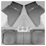 Motor Trend FlexTough Plus Gray Rubber Car Floor Mats - All Weather Deep Dish Automotive Floor Mats