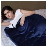 Syrinx Adult Weighted Blanket 15 lbs Navy Blue with Warm Sherpa & Minky Fabric