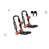 Foldable Adjustable Kayak Rack, J-Style Kayak Roof Rack+ 2 Tie Down Straps, Universal Rooftop Cargo Carrier for Kayak Canoe Paddle Boat Surf Ski, Mounted on Car, SUV, Truck Crossbar