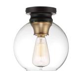 Home Decorators Collection Evelyn 1-Light Artisan Bronze Flush Mount with Clear Glass