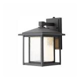 Home Decorators Collection Black Outdoor Seeded Glass Dusk to Dawn Wall Lantern