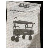 AUKAR Heavy Duty Collapsible Folding Wagon Utility Outdoor Garden Cart with 7" All-Terrain Wheels Adjustable Push and Pull Handles for Shopping, Picnic, Beach, Camping, Sports (Black)