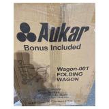 AUKAR Heavy Duty Collapsible Folding Wagon Utility Outdoor Garden Cart with 7" All-Terrain Wheels Adjustable Push and Pull Handles for Shopping, Picnic, Beach, Camping, Sports (Black)