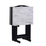 Linon 5-Piece Faux Marble Folding Tray Table Set, White - Retails $104.00