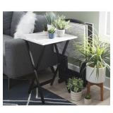 Linon 5-Piece Faux Marble Folding Tray Table Set, White - Retails $104.00