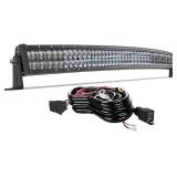 LED Light Bar TURBO SII 50 Inch Curved 288W 5D Spot Flood Combo Beam Led Bar with Wiring Harness Kit for Trucks Jeep Toyota SUV ATV UTV Polaris Boats