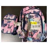 Girls butterfly backpack and lunch box set