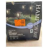 Hampton Bay 10 Lumens Solar 2-Tone Bronze and Warm Wood LED Landscape Pathway Light Set (4-Pack)