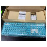 SADES V2020 Wireless Keyboard and Mouse Sets,White Blue Retro Style Keyboard with Round Keycaps,2.4GHz Dropout-Free Connection Mouse with 3 Adjustable DPI,Long Battery Life for Windows,Notebook,PC