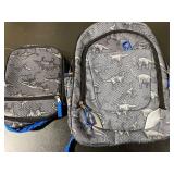Two piece set, backpack lunch kit dinosaur print - zipper pull broke