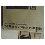 realspace Magellan L-shaped desk, gray in color. New in box. Measurements in pictures.