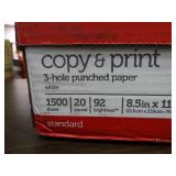 Box of 3 reams of 3 hole punched copy & print white paper. 8.5" x 11", 20lb, and 92 brightness.