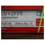 Box of 3 reams of 3 hole punched copy & print white paper. 8.5" x 11", 20lb, and 92 brightness.