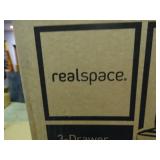 realspace 3 drawer lockable vertical file cabinet, new in box.