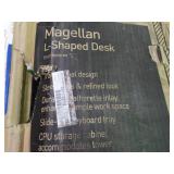 realspace Magellan classic cherry finish L-shaped desk.  New, but box is pretty torn up.