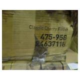 realspace Magellan classic cherry finish L-shaped desk.  New, but box is pretty torn up.