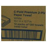 Case of Pacific Blue C-fold premium 2 ply paper towels.