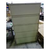 42" wide 5 drawer lateral file cabinet with keys and pullout work shelf