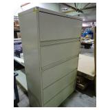 42" wide 5 drawer lateral file cabinet with keys and pullout work shelf