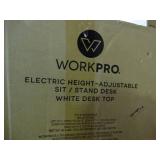 Workpro electric height - adjustable sit / stand desk. White desk top with silver frame. New and comes in 2 boxes.