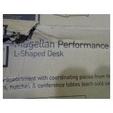 Magellan Performance Collection L-shaped desk with Cherry finish. New in original boxes.