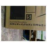 realspace 3-shelf storage cabinet, black, new in box. Measurements in pictures.