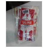 Multiple fire extinguisher signs, exit sign, and caution sign