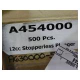 Box of large count stopperless plunger and tip caps