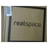 realspace mobile tech desk in black finish, new in box. Measurements in pictures.