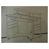 realspace mobile tech desk in black finish, new in box. Measurements in pictures.