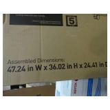 realspace mobile tech desk in black finish, new in box. Measurements in pictures.