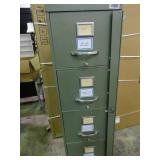 Heavy duty 5 drawer file cabinet, lockable by padlock. Drawers roll smooth.