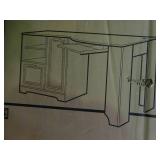 realspace Magellan corner desk, with blonde ash finish, new in box.  Measurements in pictures.