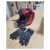 Adult Large Dirtbike Helmet with gloves and Goggles