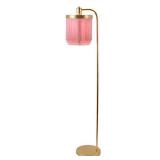 Decor Therapy PL4341 Framboise Fringe Shade Floor Lamp, Gold Leaf with Pink Shade