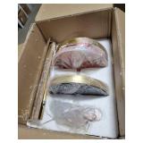 Decor Therapy PL4341 Framboise Fringe Shade Floor Lamp, Gold Leaf with Pink Shade