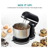 Delish by Dash Compact Stand Mixer, 3.5 Quart with Beaters & Dough Hooks Included - Black