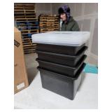 IRIS USA Letter & Legal Size Plastic Storage Bin Tote Organizing File Box with Durable and Secure Latching Lid, Stackable and Nestable, 4 Pack, Black