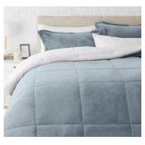 Amazon Basics Ultra-Soft Micromink Sherpa Comforter Bed Set - Tide Pool Blue, Full/Queen
