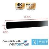 GE Indoor Amplified Digital HD TV Antenna, Modern Bar Design, Long Range Amplifier Signal Booster, Supports 4K 1080p VHF UHF HDTV, Smart TV Compatible, Black, 33691