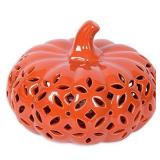 DII Pumpkin Lattice Orange Lantern, Large