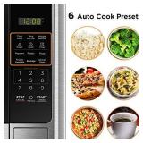 BLACK+DECKER Digital Microwave Oven with Turntable Push-Button Door, Child Safety Lock, Stainless Steel, 0.9 Cu Ft