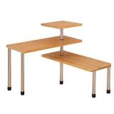 Ollieroo Upgarde 3 Tier Desktop Organizer Office Kitchen Corner Shelf Unit Spice Rack Adjustable Bamboo Storage Rack(No Hooks)