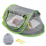 Zento Deals Baby Pop Up Tent - Portable Sunshade Foldable Travel Tent - Baby Camping Bed with Mosquito Net UV Protection UPF 50+ Sun Shelters for Infants - Sun Shade for Girls Boys