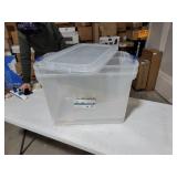 Homz Plastic Storage, Modular Stackable Storage Bins with Blue Latching Handles,112 Quart, Clear, Stackable, 2-Pack