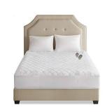 Beautyrest 3M Scotchgard Heated Mattress-Pad Secure Comfort Technology-Luxury Quilted Electric Deep Pocket-5-Setting Controllers, King, White